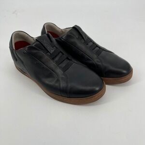 KIZIK Men's Black Leather Easy Slip On Casual Comfort Loafers Shoes Size‎ 9.5W